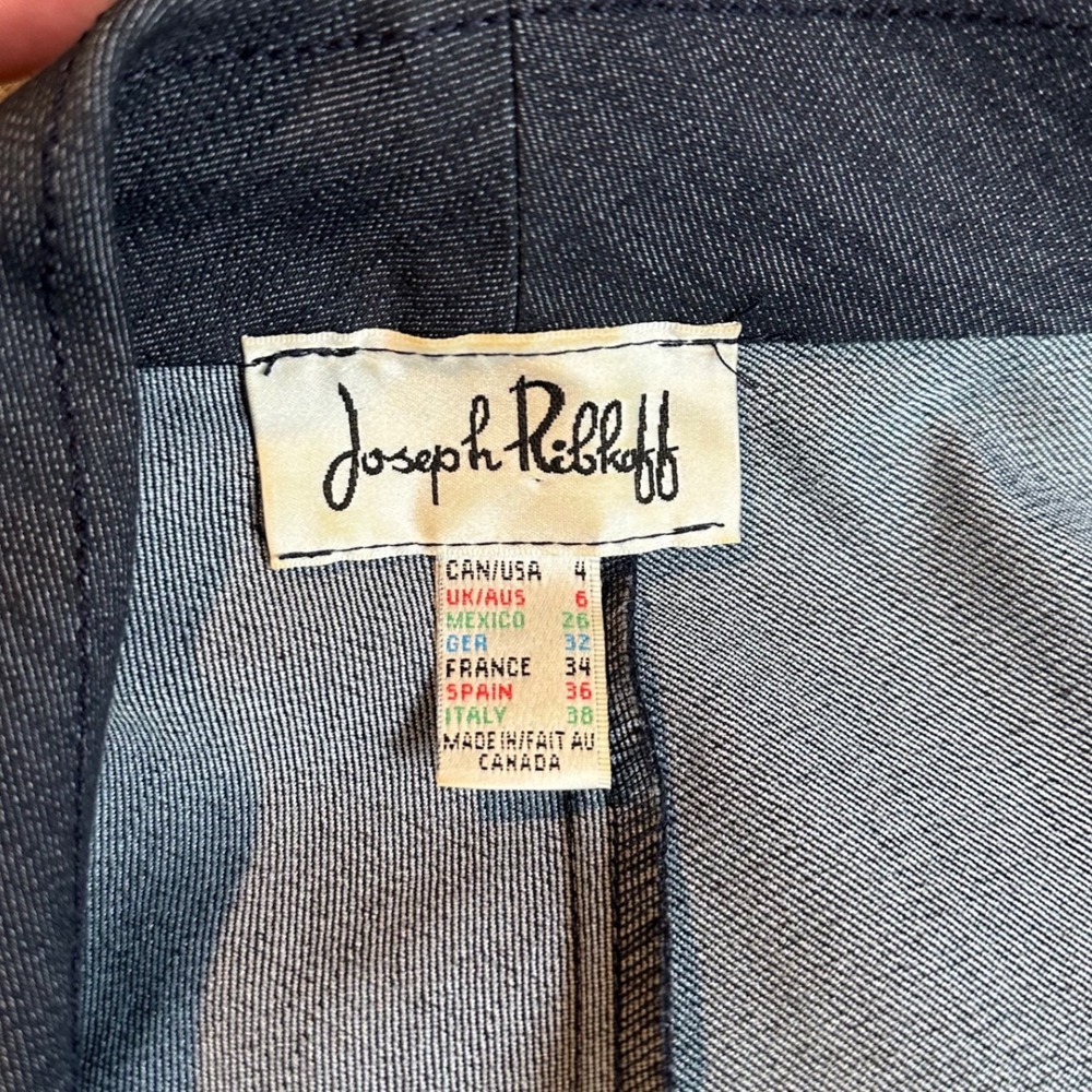 Joseph Ribkoff Womens 30308 Dark Denim Ruched Zip Front 3/4 Sleeve Jacket Size 4 - Picture 5 of 10